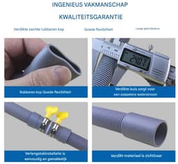 EXCITAT Afvoerslang voor wasmachine - Afvoerverlenging - Universele afvoerverlengset - met afvoeraansluiting en 2 klemmen - Geschikt voor wasmachines, vaatwassers en drogers - 3 m — thumbnail 3
