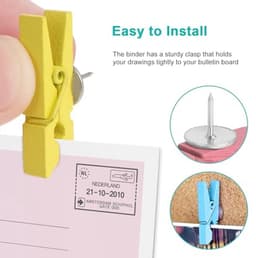 Push-Pinklips voor Muur en Kurk - 100 Stuks Duimtacks met Houten Klemmen — thumbnail 3