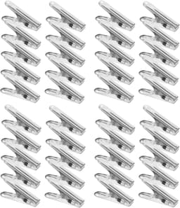 Wasknijpers - 40 Stuks - Wasrek Knijpers - Gordijnclips - RVS - Winddicht - Multifunctionele - voor Handdoeken, Sokken, Ondergoed, Kleding - 63*15*30mm - Zilver — thumbnail 1