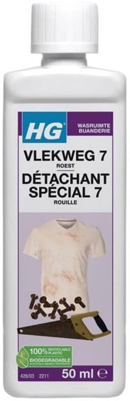 2 x HG - Wasruimte - Vlekweg 7 - Roest - 50 ml - Roestvlekken Verwijderen - Vlekkenverwijderaar - Textiel Reiniging - Tegels Schoonmaken - Natuursteen Reinigen — thumbnail 2