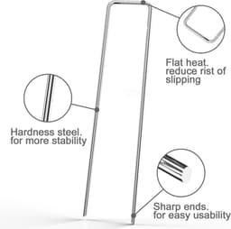 Intirilife 50 x grondanker 150 x 25 x 2,7 mm gegalvaniseerd roestvrij staal - onkruidvlies bevestiging grondnagel weerhaak — thumbnail 2