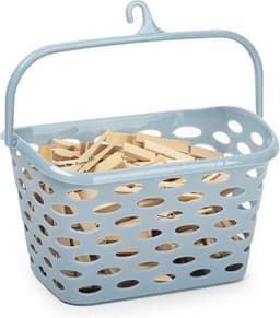 Wasknijpers ophangmandje met haak - ijsblauw - en 80x gekleurde wasknijpers van 6 cm - was ophangen — thumbnail 3