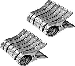 JGS ® Set van 12 roestvrijstalen strandhanddoekclips, grote wasknijpers voor dagelijkse was, strandhanddoek, badhanddoek, beddengoed en dikke kleding (12 stuks) — thumbnail 1