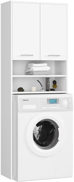 Badkamerkast voor Wasmachine FIN / Hoge Wasmachinekast met 2 Deuren / AKORD Furniture Factory / Wit / 64 x 180 x 30 cm — thumbnail 1