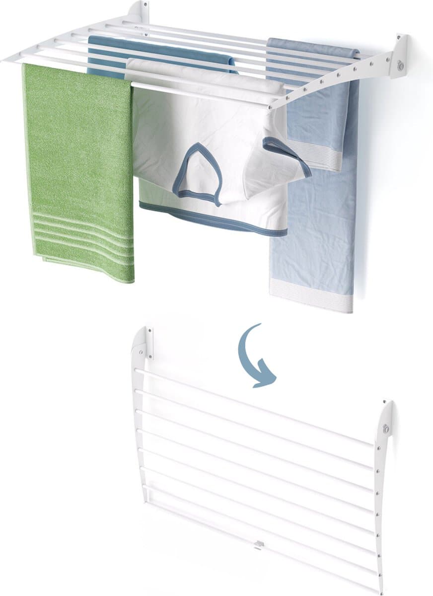 Foxydry Fold 82 cm DOWN - white - wasdroogrek wandmontage clicksysteem - neerwaartse sluiting - 82 x 50 x 10 cm — afbeelding 1