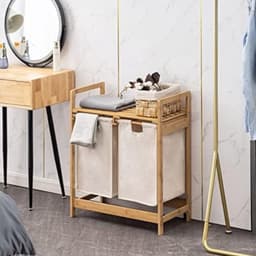 Wasmand Met Twee Vakken - Stijlvolle Laundry Basket - Praktisch En Compact Voor Organisatie In Huis — thumbnail 2