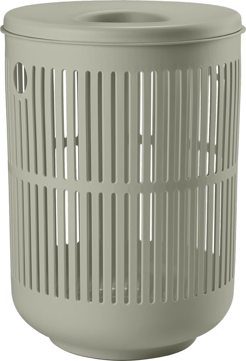 Zone Denmark Ume Wasmand met Deksel - 60 liter - Eucalyptus - Kunststof - Ronde Wasmand met Hengsel - Wasbox of Opbergmand — afbeelding 1