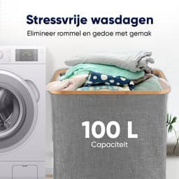 DARI. Wasmand 100L - Opvouwbare wasmand - Uitneembare waszak - Wassorteerder - Grijs — thumbnail 5
