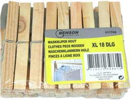 Benson Wasknijpers - 18x stuks - XXL - natuurlijke houtkleur - stevig ontwerp - 10 cm — thumbnail 2