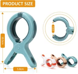 Ibenzoa® Robuuste Klemmen Set – Windbestendig, Jumbo Strandlaken Clips, 6 Stuks voor Diverse Gebruik — thumbnail 2