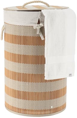 Tendance Wasmand Rustic met deksel bamboe - naturel - rond - katoen/bamboe - 67 liter - 35 x 35 x 55 cm — thumbnail 2