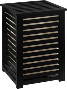 Zwarte Bamboe wasmand 65 Ltr met deksel en waszak 40x40x58 cm - Zwart — thumbnail 5