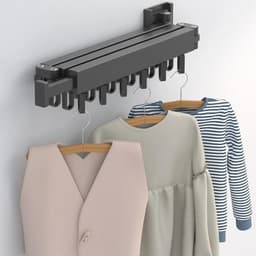Wanddroogrek Inklapbaar 6 Haken - Droogrek Muur Wandmontage Ophangbaar - Clothes Rack Uitschuifbaar + Montage Kit - Wit — thumbnail 2