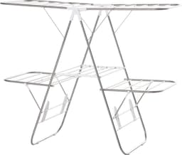 Wasrek inklapbaar - wasrek staand - 3-Traps vleugel droogrek - zilver - RVS Kunststof -138 x 60,5 x 112 cm — thumbnail 1