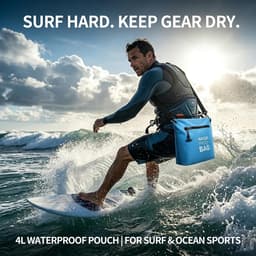 Waterdichte tas schoudertas met luchtdichte ritssluiting, lichte dry bag met verstelbare riem voor strand, zwemmen, reizen en dagelijks gebruik, lichtblauw, draagtas — thumbnail 4