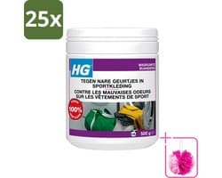 25 x HG - Wasruimte - Tegen Nare Geurtjes In Sportkleding - Wasmiddeltoevoeging - 500 g - Bulkverpakking - Geurverwijdering sportkleding - Douchemop - Stankmoleculen verwijderen