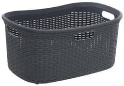 Wasmanden set van 2 - rotan - gevlochten - zwart / beige - kunststof - 40 liter - 59 x 38 x 27 cm — thumbnail 3