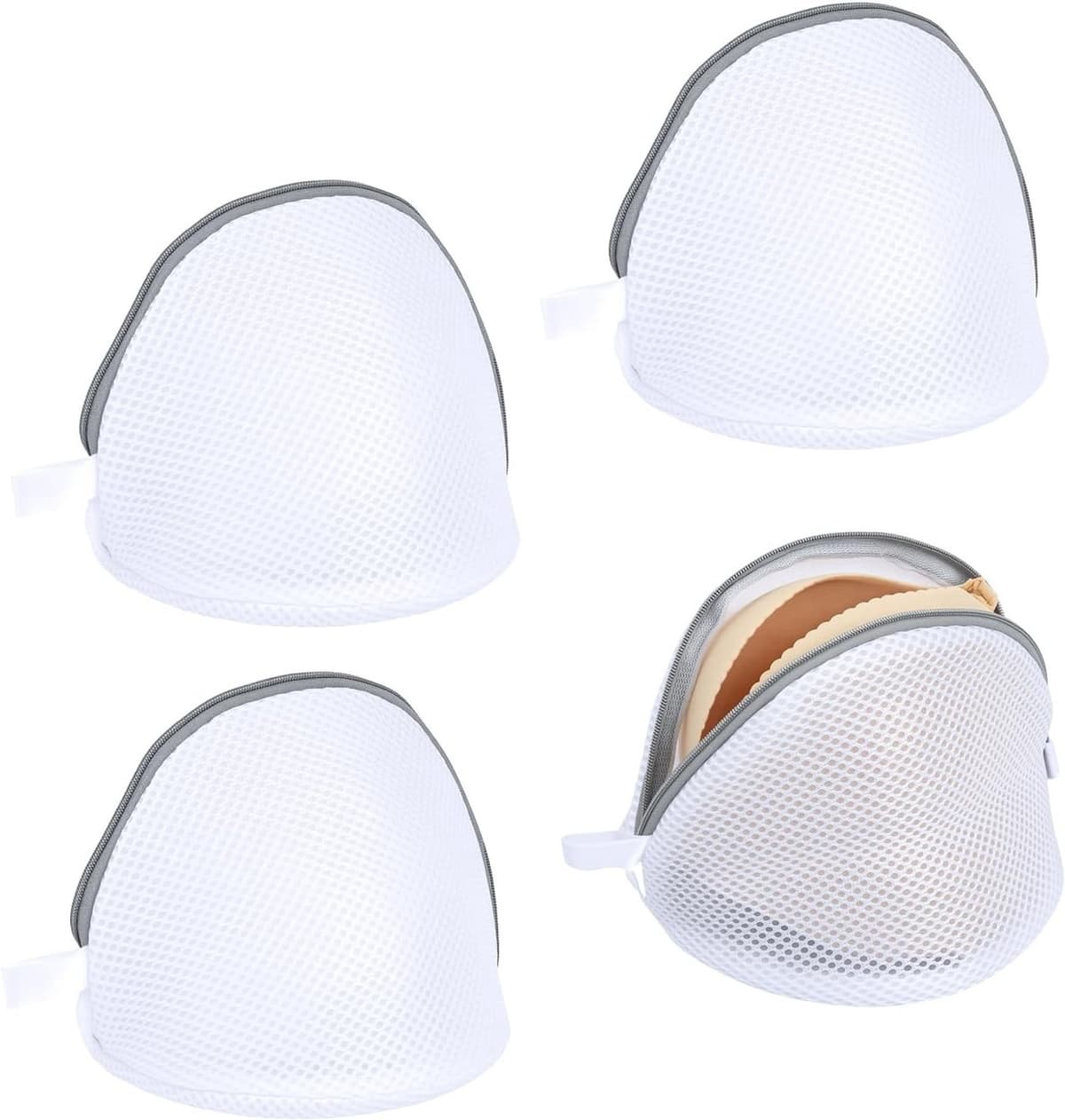 Beschermende Waszak voor Bh's en Delicate Kleding, 4 Stuks, Mesh met Rits voor Ondergoed en Sokken, Ideaal voor Reis en Wasmachine 18 x 16 cm Wit — afbeelding 1