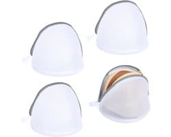 Beschermende Waszak voor Bh's en Delicate Kleding, 4 Stuks, Mesh met Rits voor Ondergoed en Sokken, Ideaal voor Reis en Wasmachine 18 x 16 cm Wit