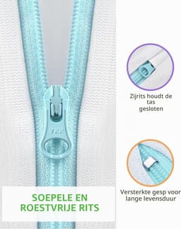 Wasnet voor de wasmachine - Mesh waszak met handvat en rits voor ondergoed en blouses - Set van 2, 40 x 50 cm, ideaal voor delicate kledingstukken en bescherming tijdens het wassen — thumbnail 2