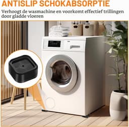 Verstelbare Wasmachine Voeten, 16 Stuks, Stapelbare Meubelverhogers met Antislip Rubber Basis voor Wasmachines, Bedden en Banken, Zwart en Vierkant — thumbnail 3