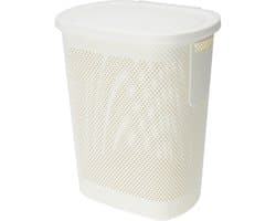 Wasmand met deksel, 60 l, beige