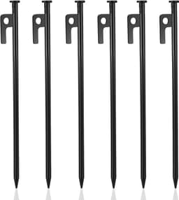 6 Stuks Tentharingen 30 cm Metalen Staal - Sterke Haringen met Haken voor Camping, Grondankers, Outdoor — thumbnail 1