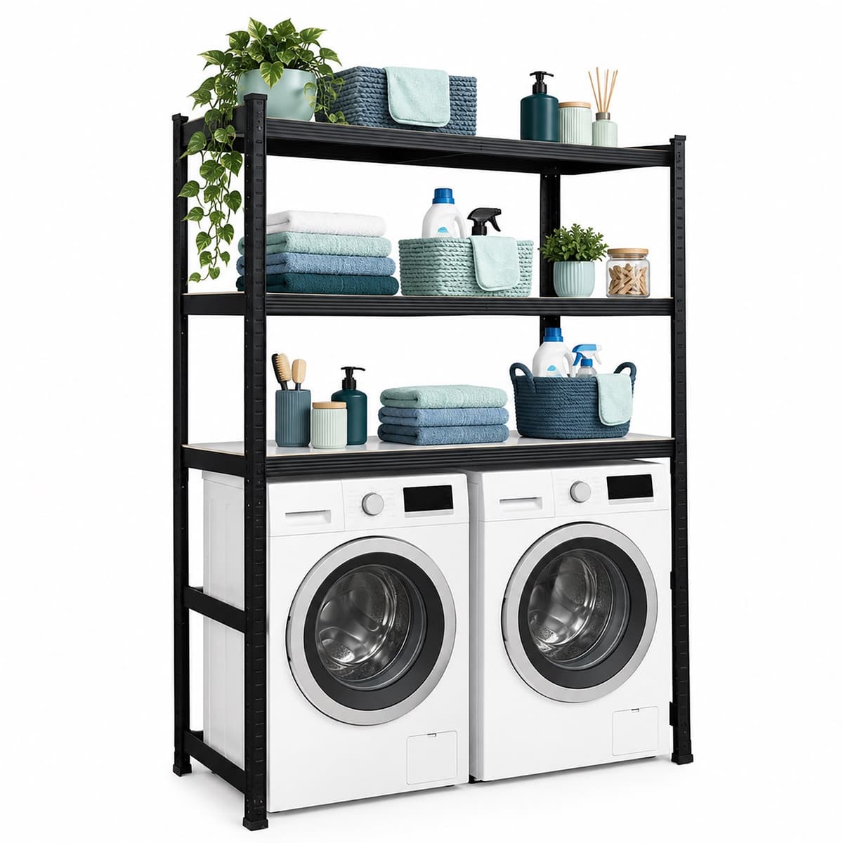 Wasmachine rek - 180 x 130 x 60 cm - tot 600 kg - zwart — afbeelding 1