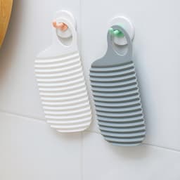 Set van 2 - Mini wasbord - Wasbord - Handwasplank - Draagbaar hulpmiddel voor het met de hand wassen van kleding - Wasbord - 18*8,5 cm - Grijs + Wit (Haken niet inbegrepen) — thumbnail 1