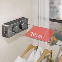 Intrekbare Waslijn - Waslijn String Wastouw - Kleding Drogen - Antislip Draad - 28 x 75 x 11 cm - Grijs — thumbnail 3