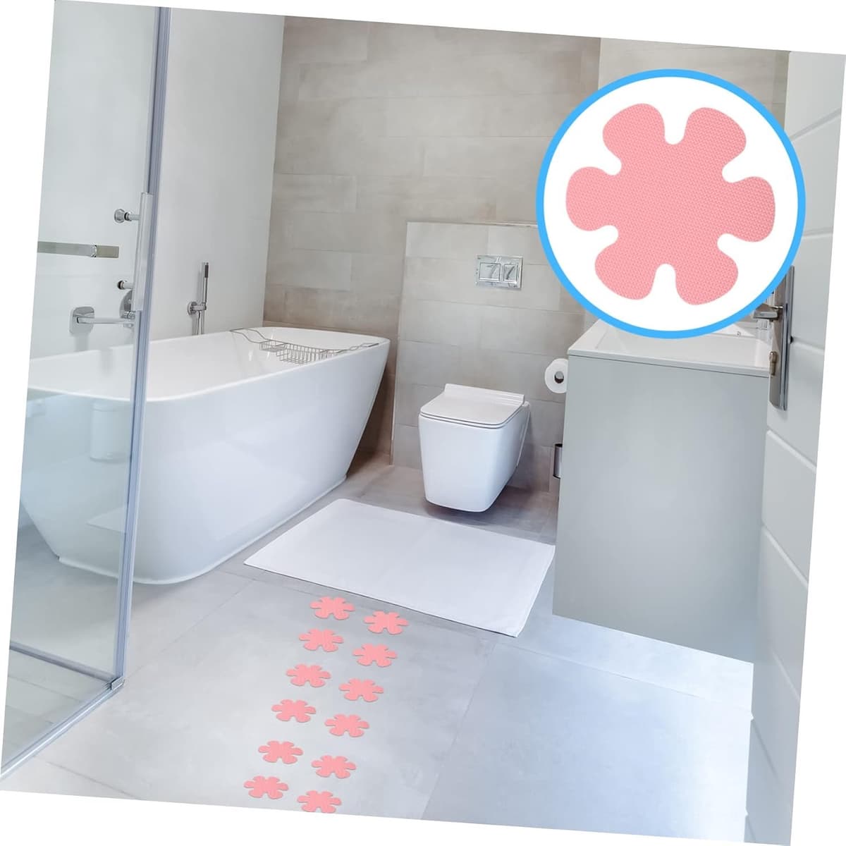 1Set Sneeuwvlok Antislip Badkuipstickers Zelfklevend Inclusief Schraper Badkamer Voorkomt Uitglijden Gladde Oppervlakken — afbeelding 1