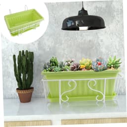 1set Decoratieve Bloempot Met Tray Hangrek Duurzaam Voor Balkon Tuin Woonkamer Stijlvol Ontwerp Met Ijzeren Steun — thumbnail 3