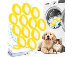 12x Witte Wasmachines Ballen - Anti-Pluis & Huisdier Haar Verwijderaar