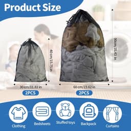 Grote wasnetten set van 4 voor delicate kleding, 30x40 cm en 60x90 cm, ideaal voor de wasmachine — thumbnail 4