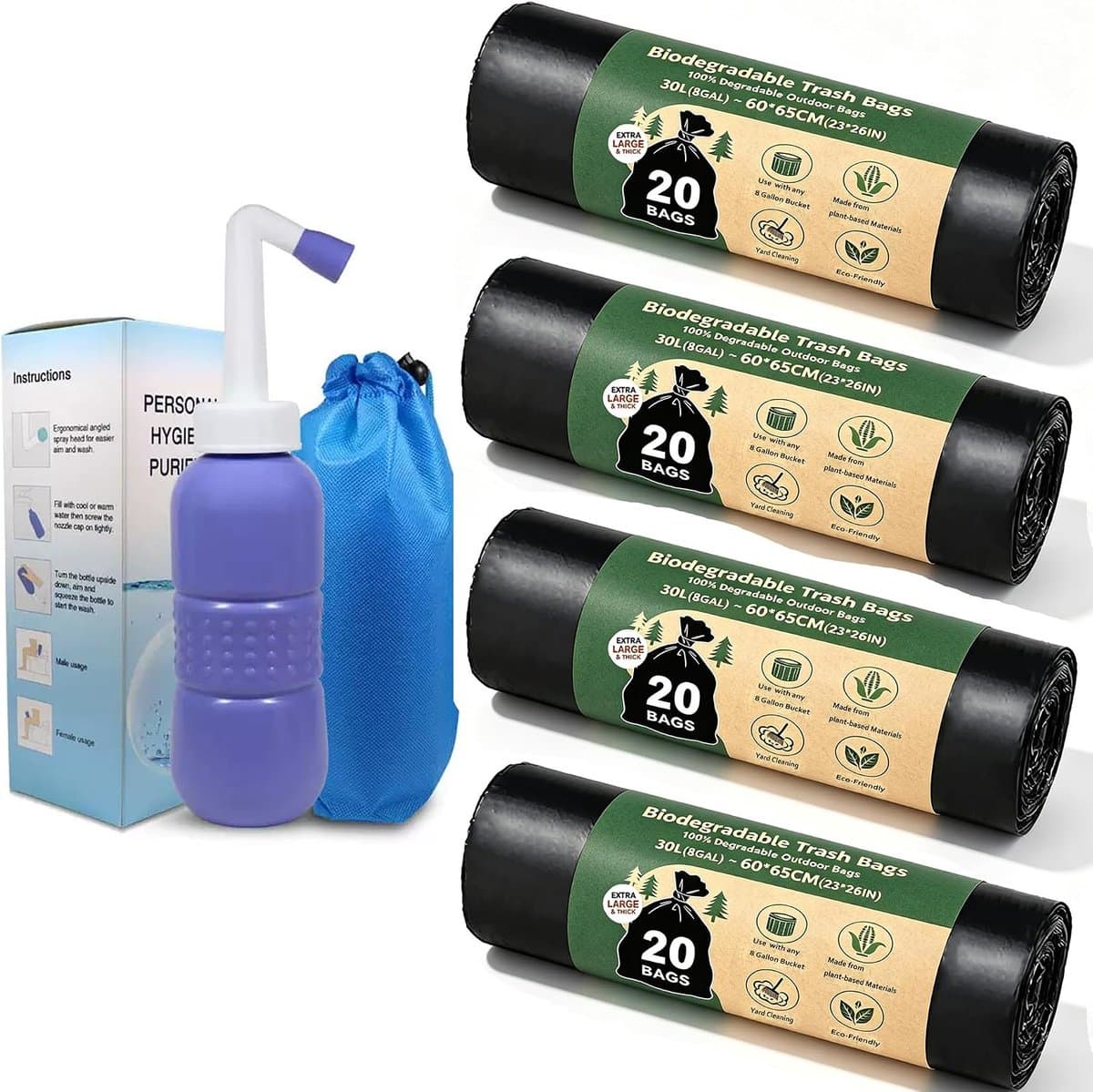 Toiletzakken, 40 stuks Commode Liner Zakken 30L 8 Gallon Waterdichte Verdikte Biologisch Afbreekbare Toilet Bin Liners voor Vissen bivvy, Camping Bin en Auto Draagbare Potty — afbeelding 1