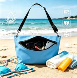 Tas voor buiten, 6 l, lichte droogtas met verstelbare schouderriem, geschikt voor kamperen, wandelen, strand, kajakken, zwemmen, Blauw, Waterdichte tas — thumbnail 2