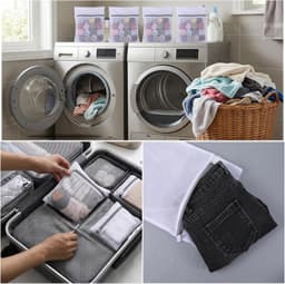 Set van 4 wasnetten van mesh, 30 x 25 cm, ideaal voor delicate kleding, wasmachine en bescherming — thumbnail 5