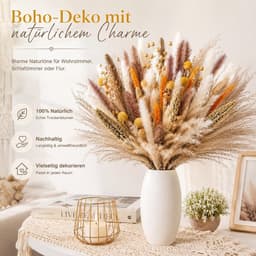 Gedroogde bloemen voor de herfst, pampasgras voor herfstdecoratie, bruiloft, huis, eettafel, feestdecoratie, natuurlijke gedroogde bloemendecoratie in boho-stijl — thumbnail 5