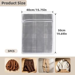 SnelShoppen - Waszakken Set van 5 Stuks voor Wasmachine | Wasnet, 40x50 cm, Perfect voor Kleding, Ondergoed en Delicate Stoffen — thumbnail 3