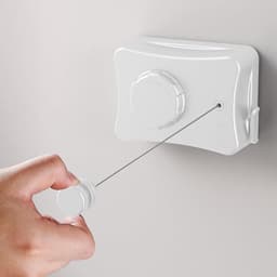 Uittrekbare Waslijn - Wasrek Droogrek - Kleding Drogen - Doorhangvrij Design - 51 m - Wit — thumbnail 1