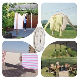 Draagbare Reiswaslijn - Outdoor Droogrek - Kleding Drogen - Uniek Winddicht Ontwerp - 500 cm Lengte - Grijs — thumbnail 5