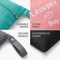 4 stuks waszakken voor op reis, waterdichte waszakken met rits en handvat, kleine waszak, natte zakken voor thuis, reizen, vakantie, kamperen, caravan, studentenhuis — thumbnail 3