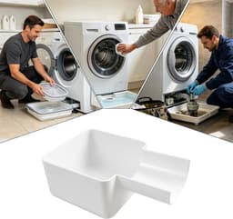 Bobypet - Lekbak wasmachine - Opvangbak wasmachine - Wasmachine filter lekbak - Lekvrij - Universeel - Voor waskamer en appartement - 15.6*10*6cm - Wit — thumbnail 4