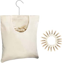 Wasknijperhouder Tas - Wasknijperzak Opberger - Wasgoed Drogen - Versterkte Naden - 32x27cm - Beige — thumbnail 1