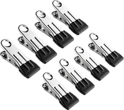 Roestvrijstalen Kledingspelden - Wasknijpers Clips Organizer - Kleding Drogen - Rubberen Gecoate Uiteinden - 8 stuks - Zwart — thumbnail 1