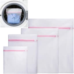 Wit waszakken set van 4, polyester wasnet voor wasmachine in maten S, M, L, XL, beschermt delicate kleding en voorkomt slijtage — thumbnail 1
