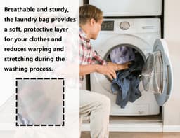 Dailygoods- Wasnet Set van 2 - 30 x 40 cm - Herbruikbaar - Dichte Mesh - Met Koordsluiting - Bescherming voor Kleding - Waszak — thumbnail 2