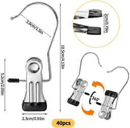 Dailygoods- Wasknijpers 40 Stuks - Roestvrij Staal - 360° Draaibaar - Antislip - Duurzaam - Geschikt voor Binnen/Buiten - Klemmen — thumbnail 4