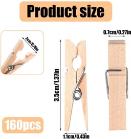 Dailygoods - 160 Stuks Houten Wasknijpers Klein - Mini Knijpers voor Foto's en DIY Decoratie — thumbnail 5