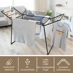 Dailygoods - Extra groot en stabiel droogrek met vleugels - 25 m drooglijnlengte — thumbnail 4